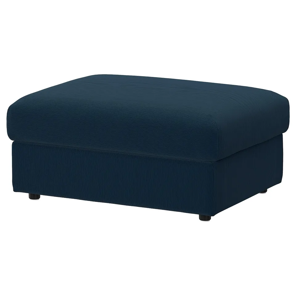 VIMLE Footstool with storage, Kelinge dark blue