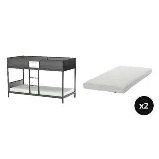 TUFFING/ÅFJÄLL set: bunk bed frame + foam mattress x2