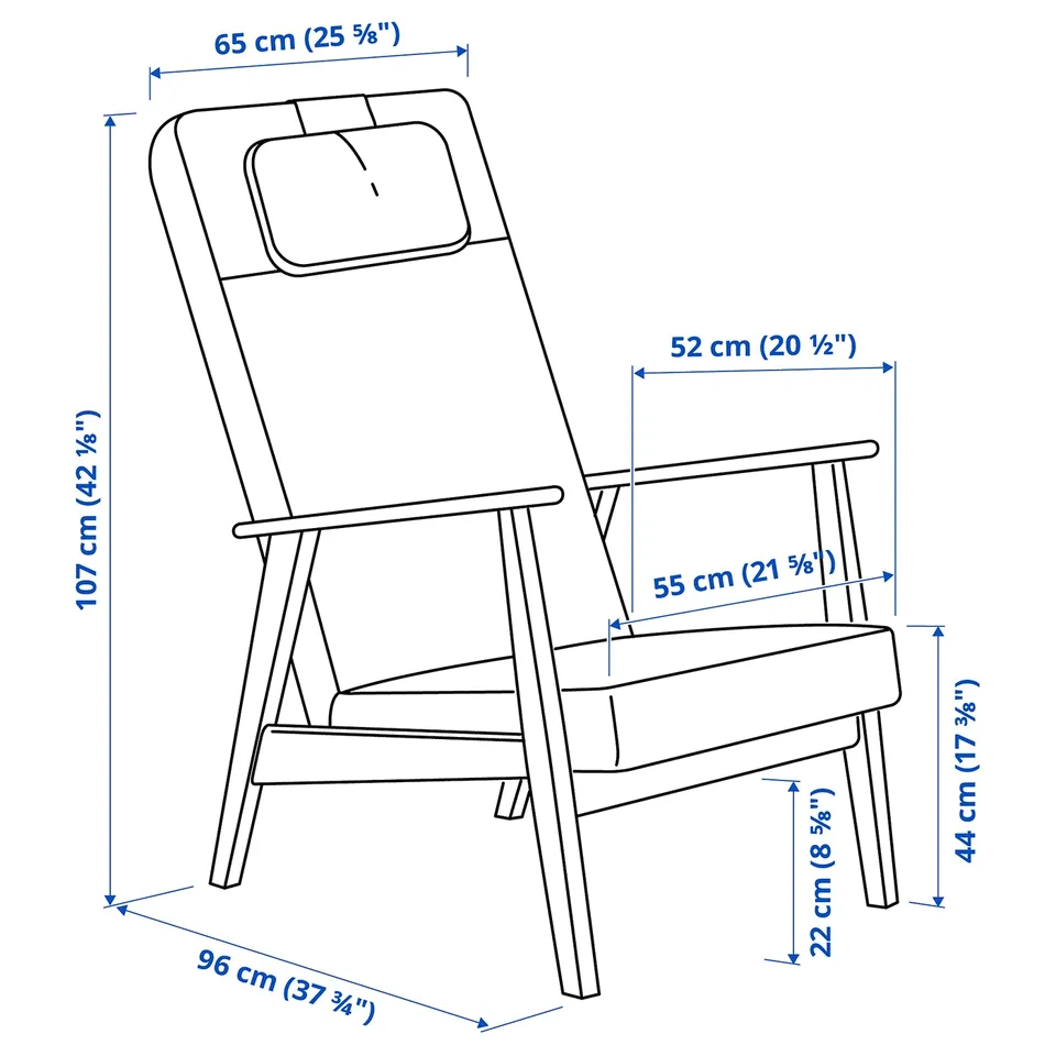EKENÄSET High-back armchair and footstool, oak effect/Kilanda light beige