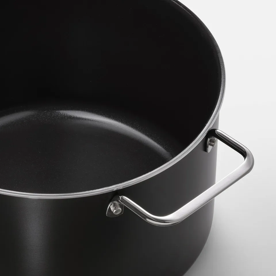 GULDÖRING Pot with lid, non-stick coating stainless steel/black-grey, 5 l