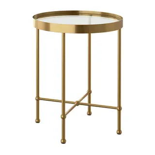 TORSJÖ side table, gold effect/glass, 45 cm