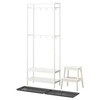 MACKAPÄR / BAGGMUCK hallway furniture, set of 4, white/grey