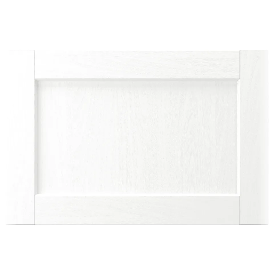 ENKÖPING white cabinet with subtle wood grain texture, classic rectangular design, durable foil.
