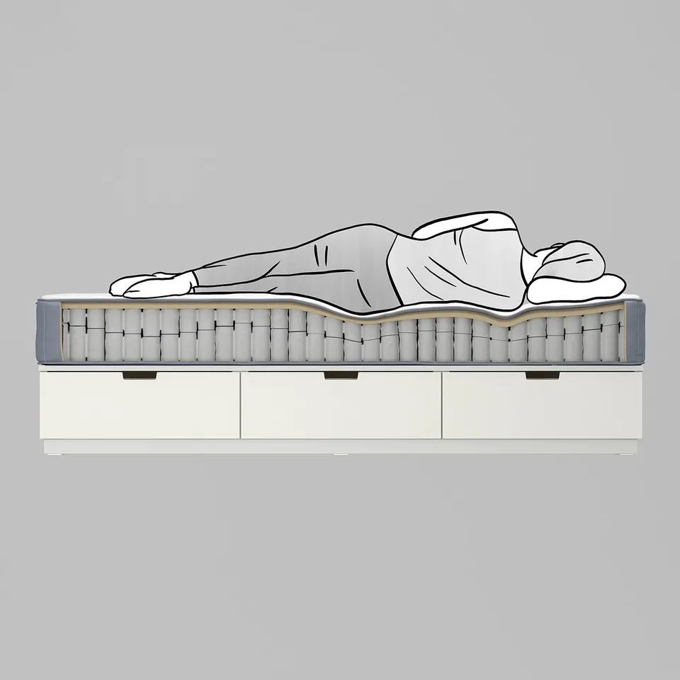 LYNGÖR Divan bed, Vågstranda extra firm/light blue dark grey, 90x200 cm
