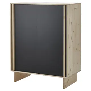 GLAMBERGET wardrobe with 3 sliding doors, pine/black, 117x63x150 cm