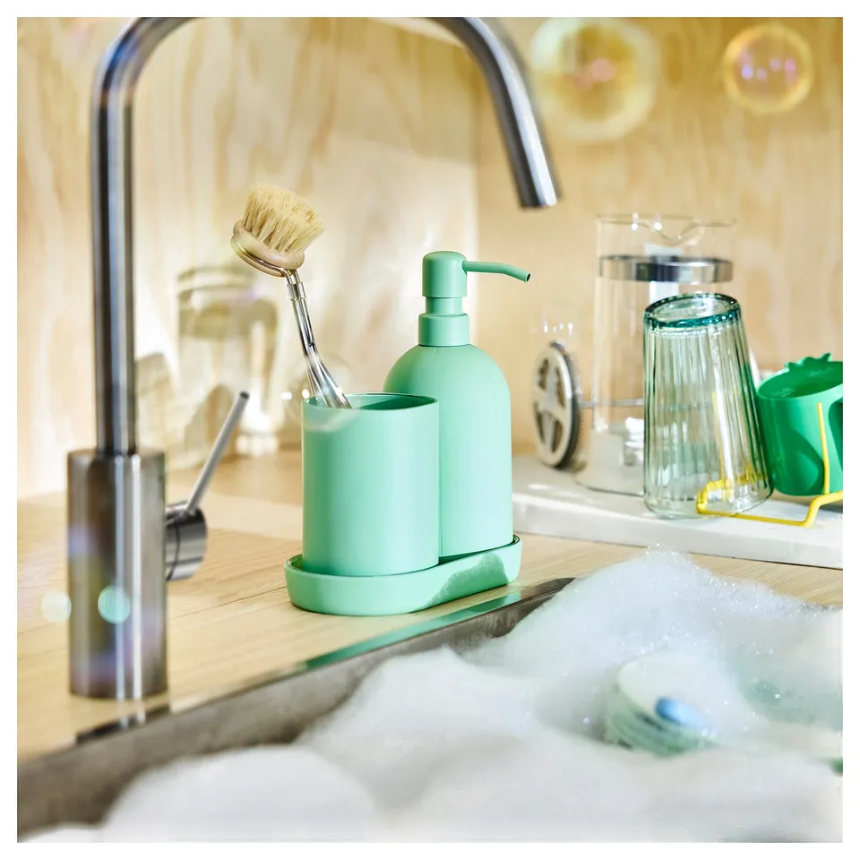 GANSJÖN 3-piece bathroom set, light green