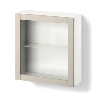 BESTÅ wall-mounted cabinet combination, white/Sindvik light grey/beige, Width 60 x Depth 22 x Height 64 cm