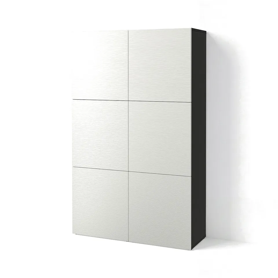 BESTÅ Storage combination with doors, black-brown/Laxviken white, 120x42x193 cm