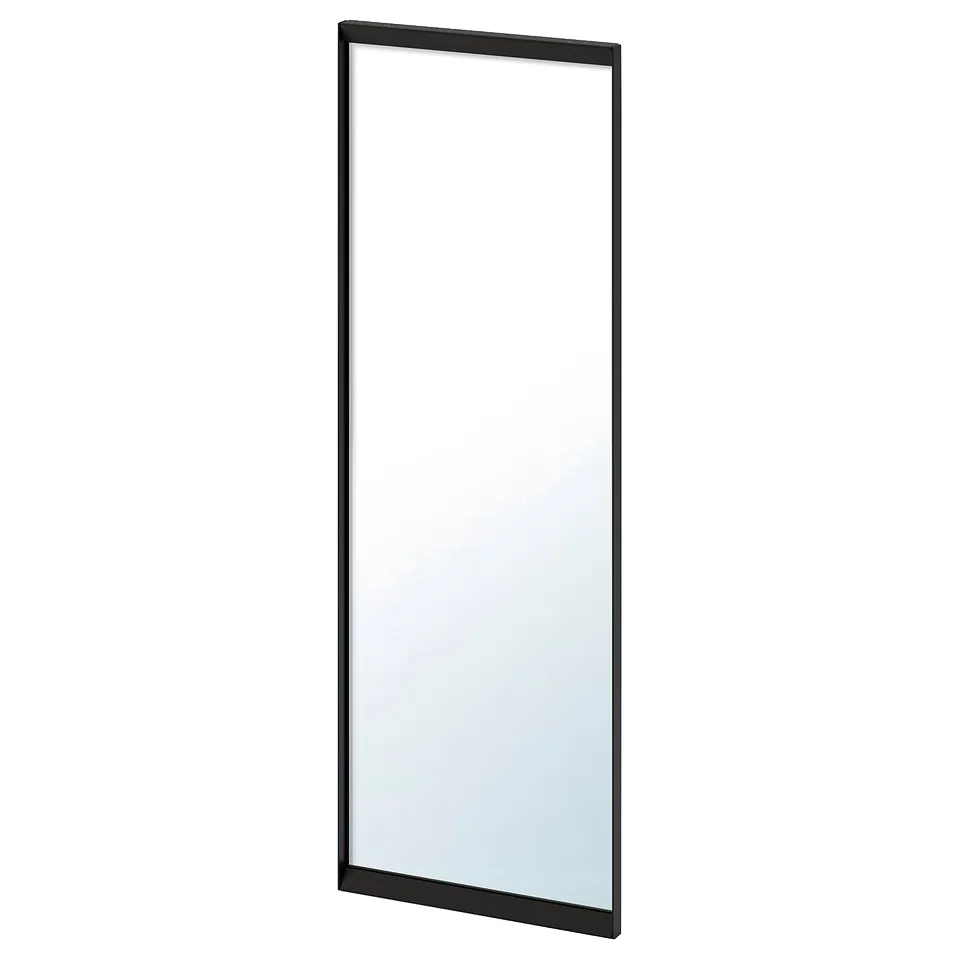 An a black ENHET mirror with a sleek frame, rectangular shape, and reflective surface. Perfect for bathrooms.