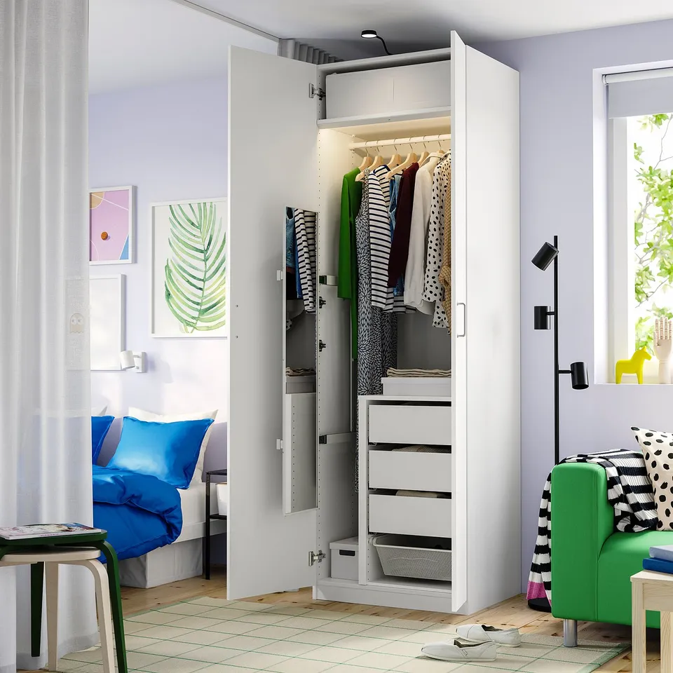 PAX / FORSAND Wardrobe combination, white/white, 75x60x236 cm