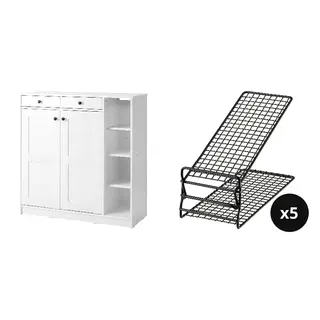 SKOSTALL/VITBERGET set: shoe cabinet/storage + shoe organiser x5