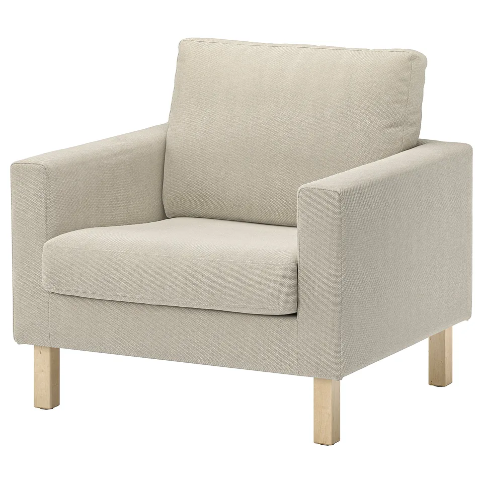 SALTSJÖBADEN chair, beige, comfy, fabric & wood, clean design.
