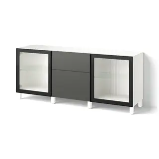BESTÅ storage combination with drawers, white Lappviken/Stubbarp/Fällsvik anthracite, 180x42x74 cm