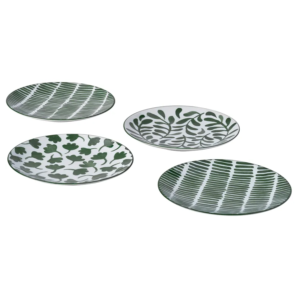 ENTUSIASM Side plate, patterned/green, 18 cm