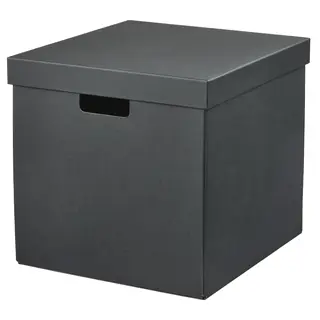 FJÄDERHARV storage box with lid, anthracite, 32x35x31 cm
