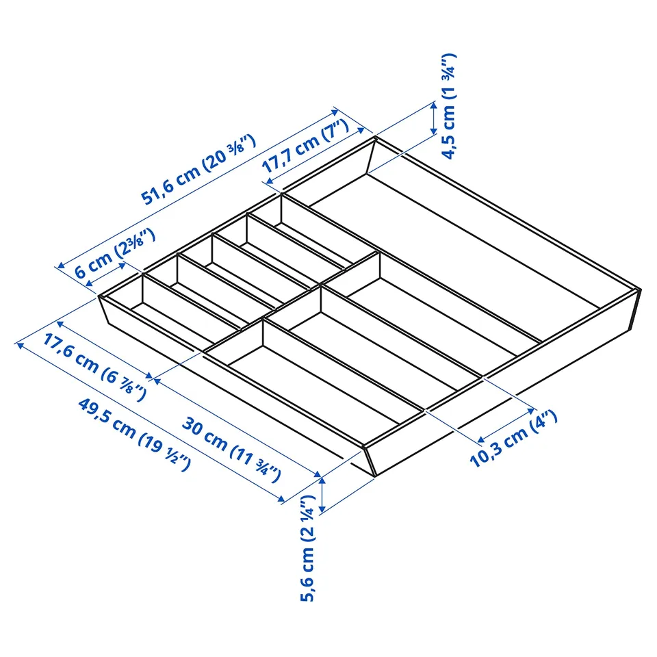 UPPDATERA Cutlery tray, light bamboo, 52x50 cm