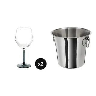 RÖDRÄKA/SOLDRÄNKT set: wine glass + wine cooler
