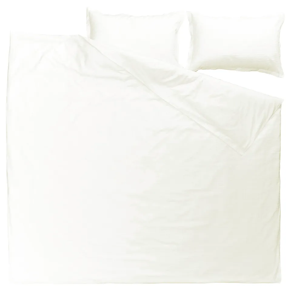 LUKTVICKER duvet set: white, waffle texture cotton, neat rectangle, minimalist style.