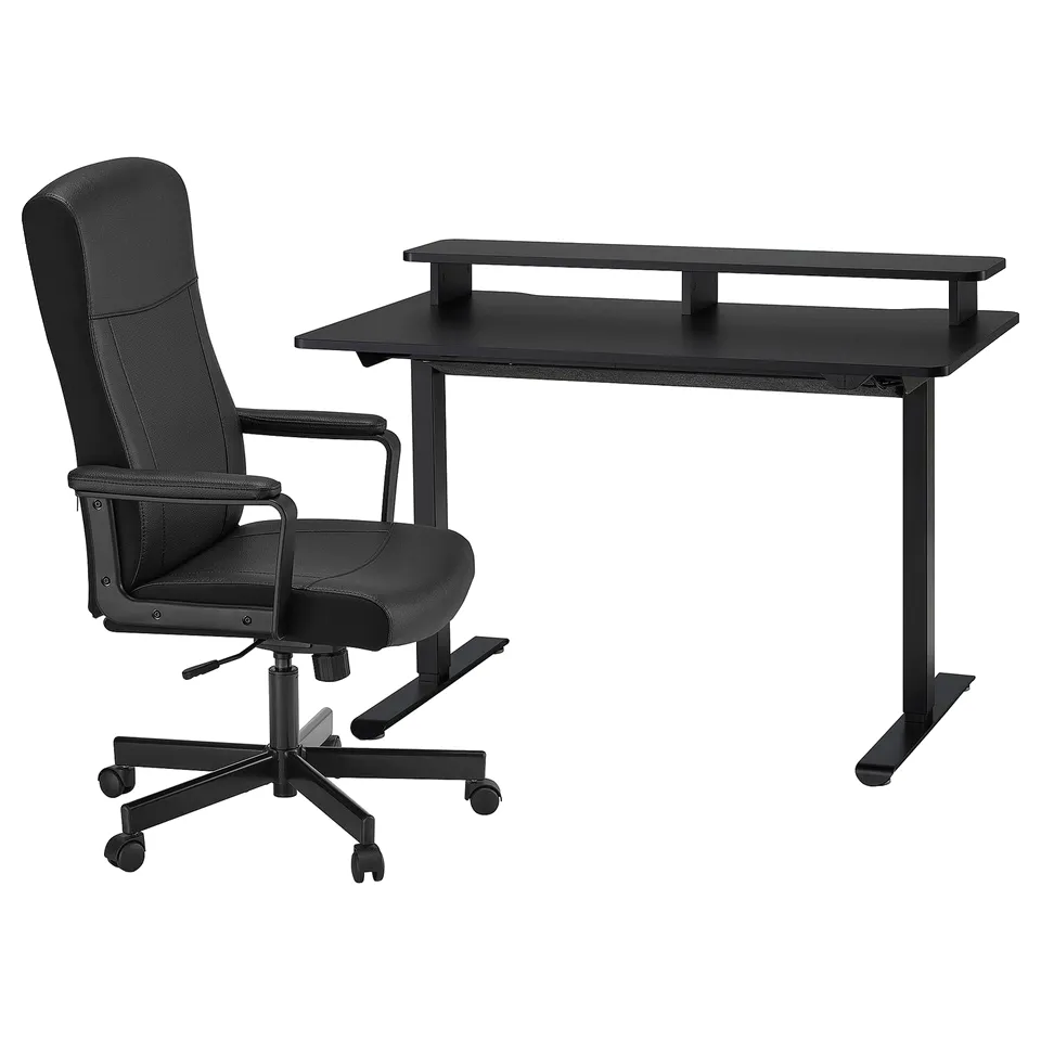 TRAVSPORT / MILLBERGET Desk and chair, electric black