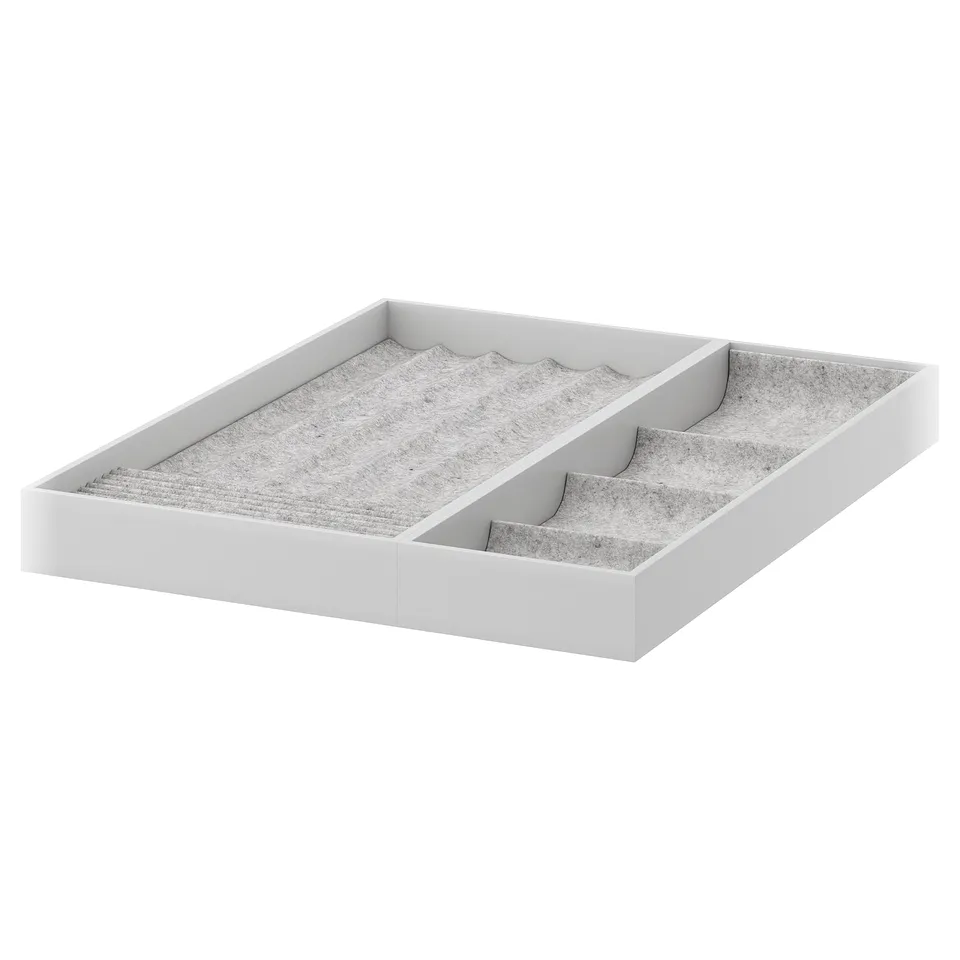 KOMPLEMENT jewellery organiser, white, felt interior, rectangular, divided compartments.