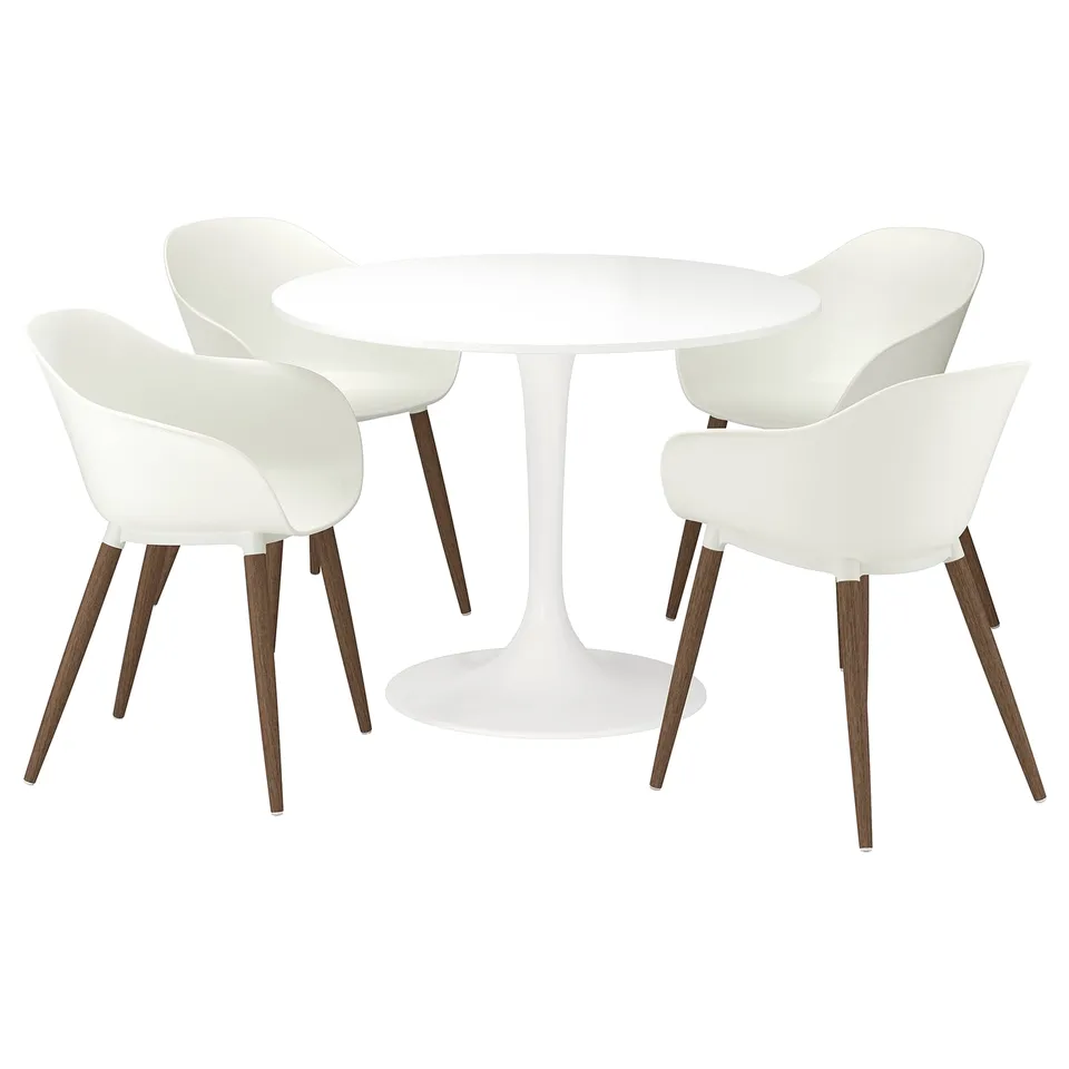 DOCKSTA / GRÖNSTA Table and 4 chairs with armrests, white/white, 103 cm