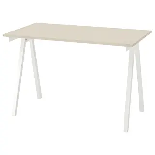 TROTTEN desk, beige/white, Depth 70 x Height 75 x Width 120 cm