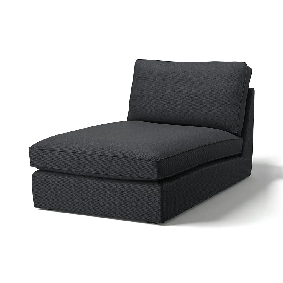 KIVIK dark grey l-shaped chaise. Soft, modern, with textured recycled fabric.