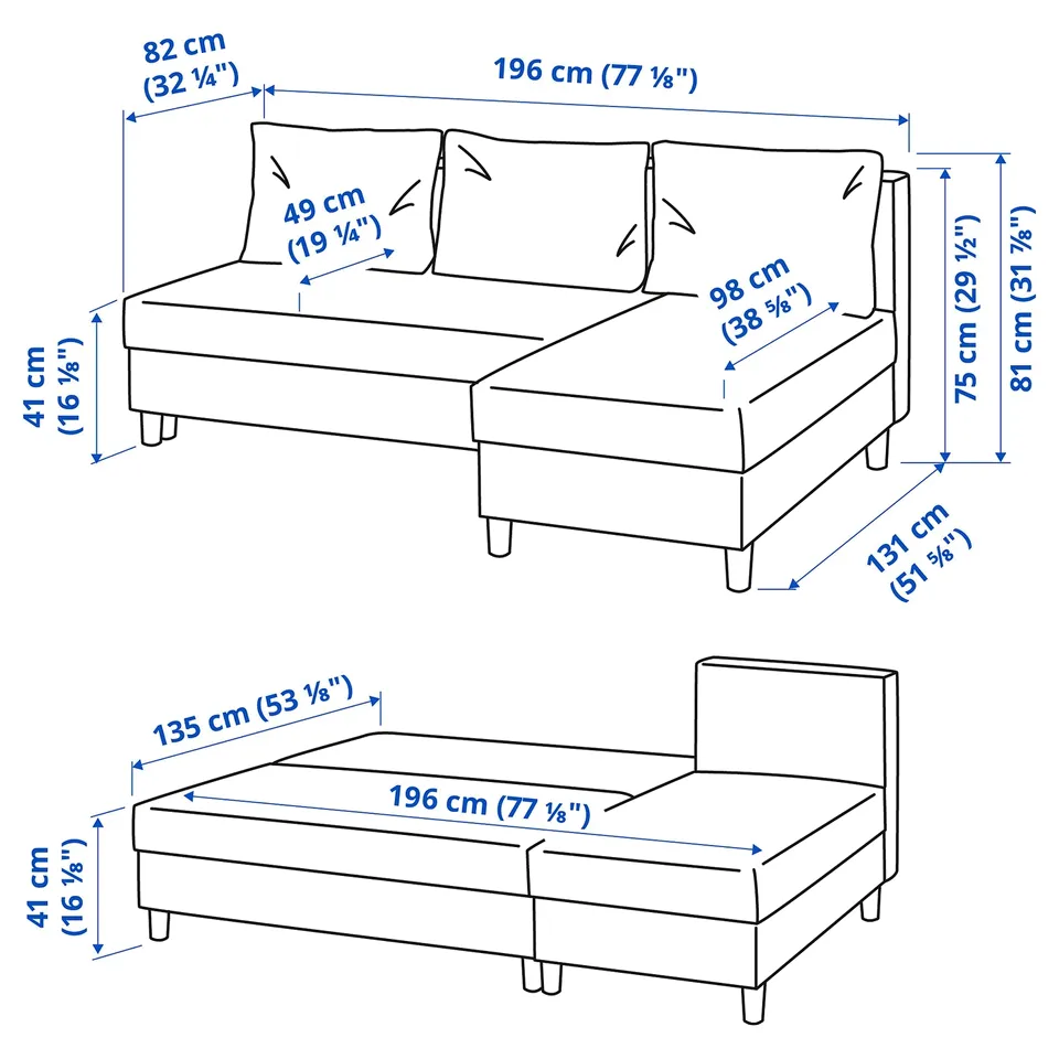 Illustration with measurements for the product: ÄLVDALEN.