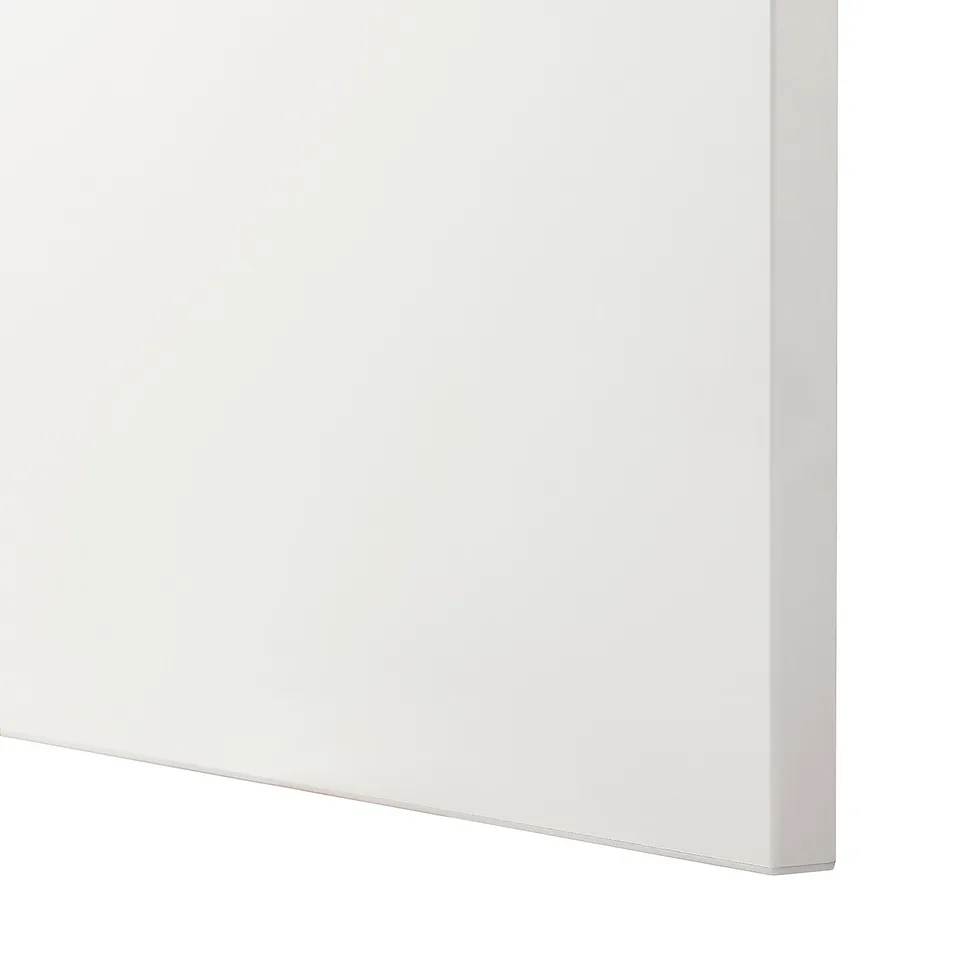 A sleek, modern white cabinet with an adjustable shelf, showcasing quality materials and smooth finishes.