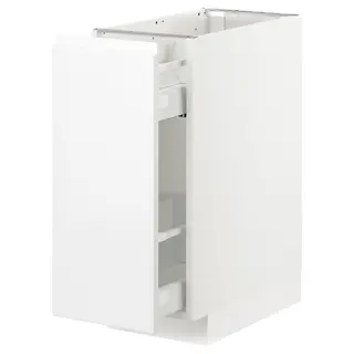 METOD base cabinet/pull-out int fittings, white/Voxtorp high-gloss/white, Width 30.0 x Depth 61.6 x Height 88.0 cm
