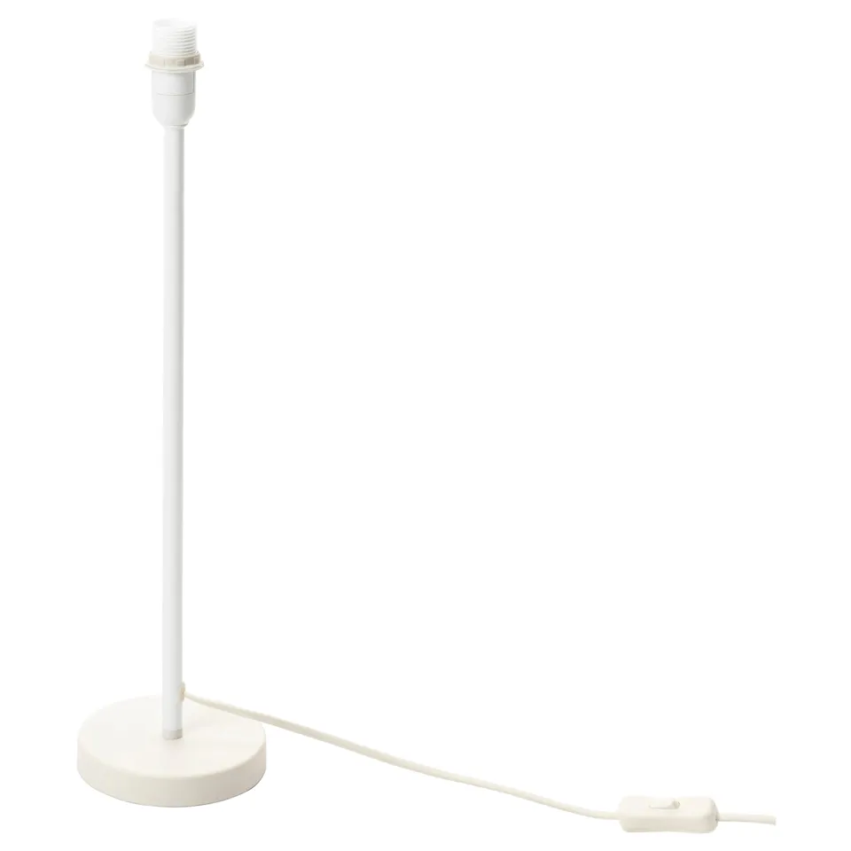 STRÅLA lamp base: white, round base, tall, slim, modern design.