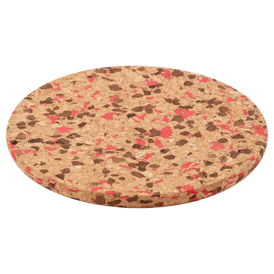 HEAT Pot stand, cork patterned/bright red, 19 cm