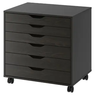 ALEX drawer unit on castors, black-brown, 67x66 cm