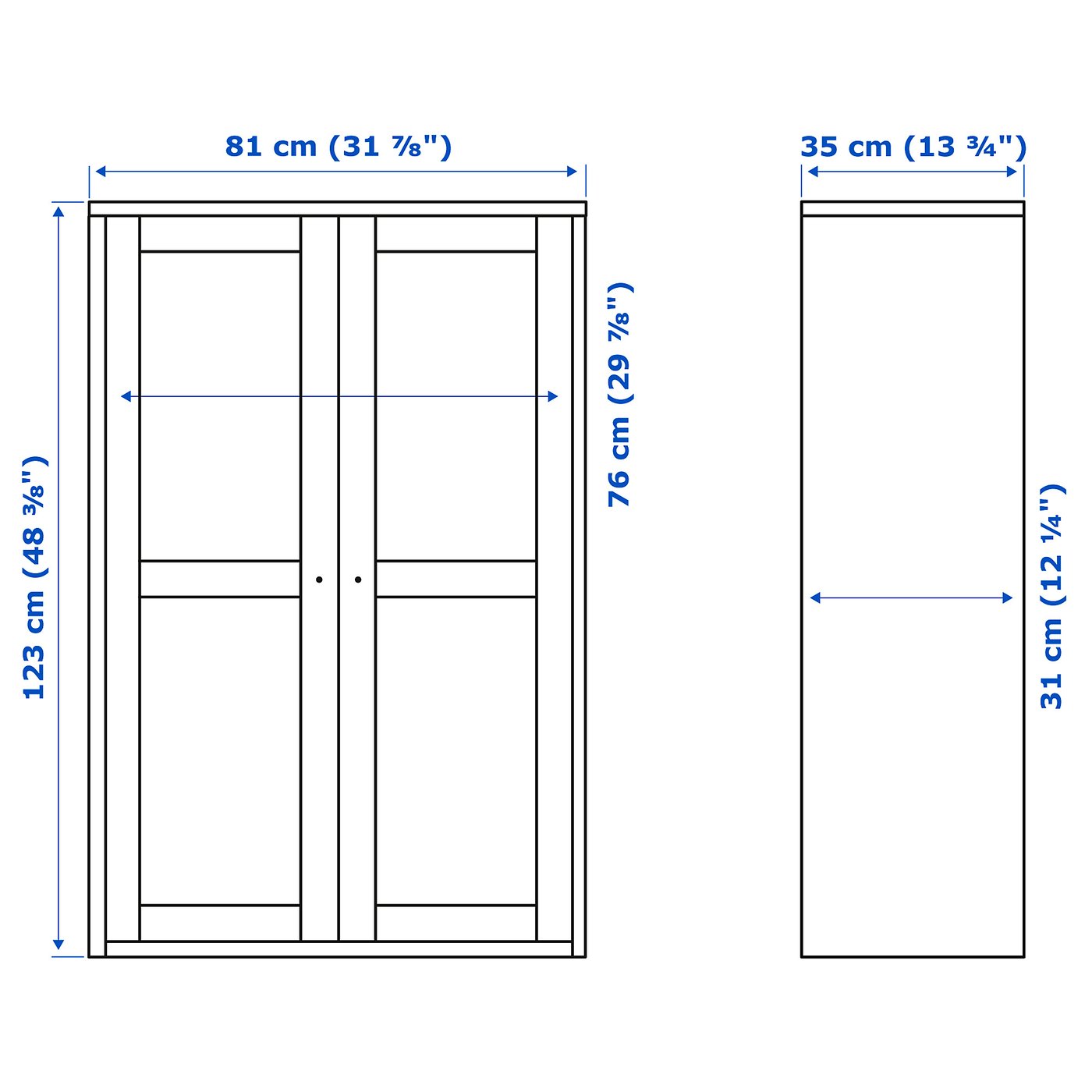Illustration with measurements for the product: HAVSTA.
