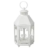 KRINGSYNT lantern for tealight, in/outdoor, white, 21 cm