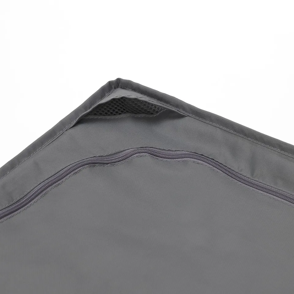 Close-up of durable, grey SKUBB storage case showcasing mesh ventilation and robust zip for quality protection.