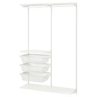 BOAXEL wardrobe combination, white, 125x40x201 cm