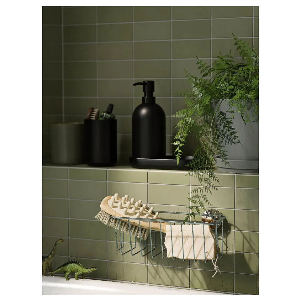 KROKFJORDEN Basket with suction cup, zinc plated, 24x11 cm