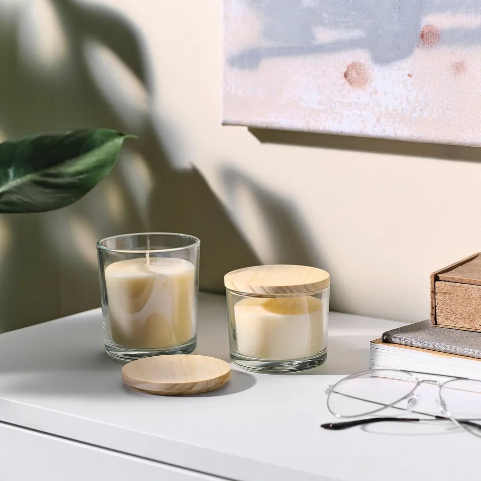 LOTSFÅGEL Lid for scented candle, pine, 8 cm
