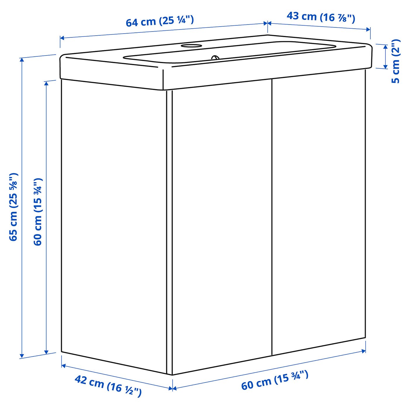 Illustration with measurements for the product: ENHET.
