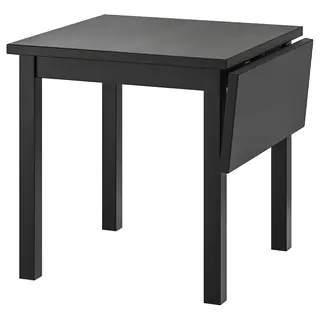 NORDVIKEN drop-leaf table, black, 74/104x74 cm