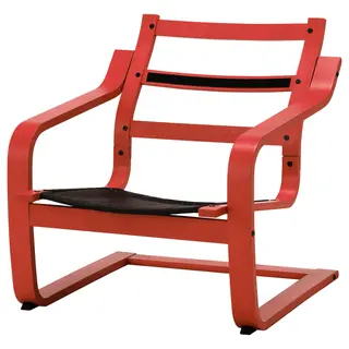 POÄNG armchair frame with low back, red stained, Width 68 x Depth 75 x Height 70 cm