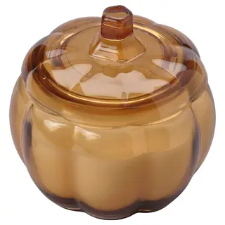 HÖSTAGILLE scented candle in glass, 2 wicks, Spiced pumpkin/brown, 40 hr