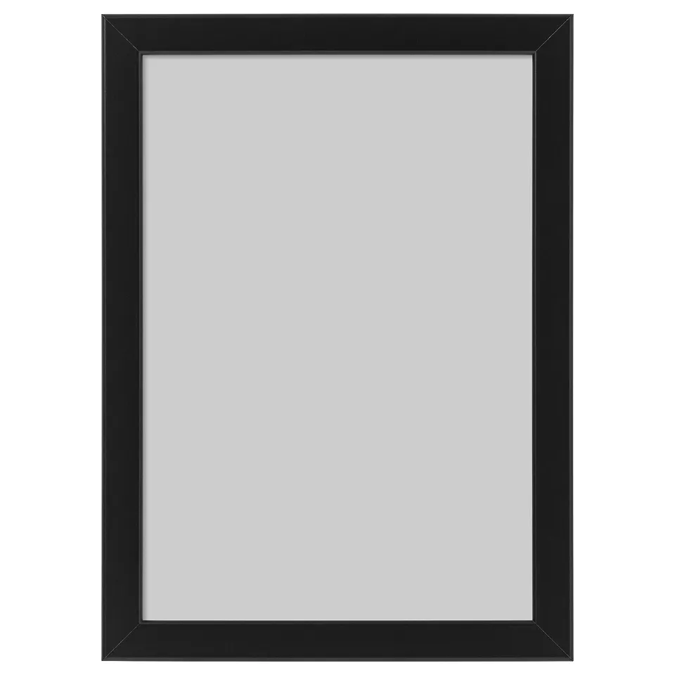 Ikea FISKBO black rectangular picture frame, sleek design, suitable for wall or table display.