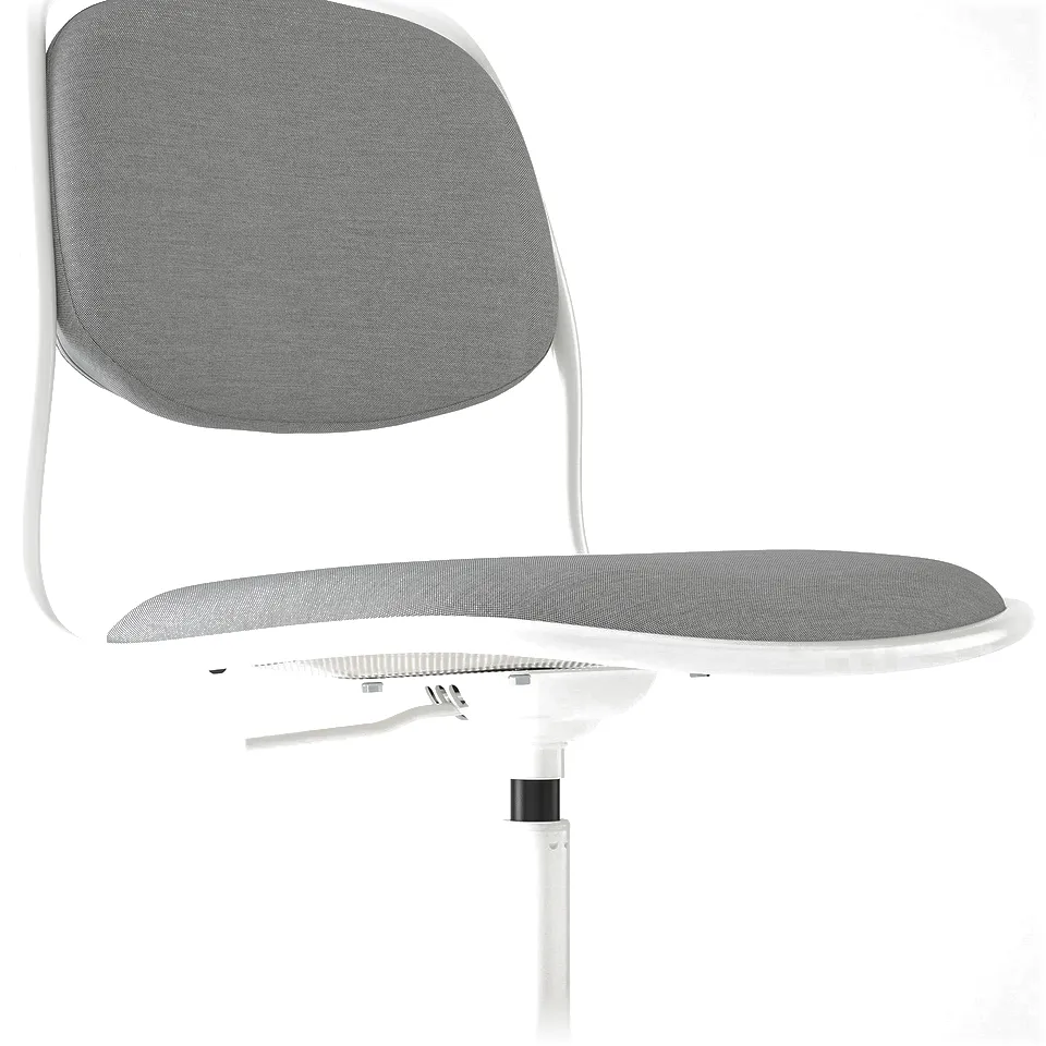 Modern swivel chair with adjustable height and pressure-sensitive brake castors, grey upholstery.
