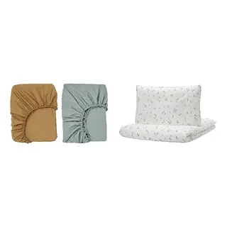 GULDVÄVARE set: fitted sheet for cot + duvet cover 1 pillowcase for cot