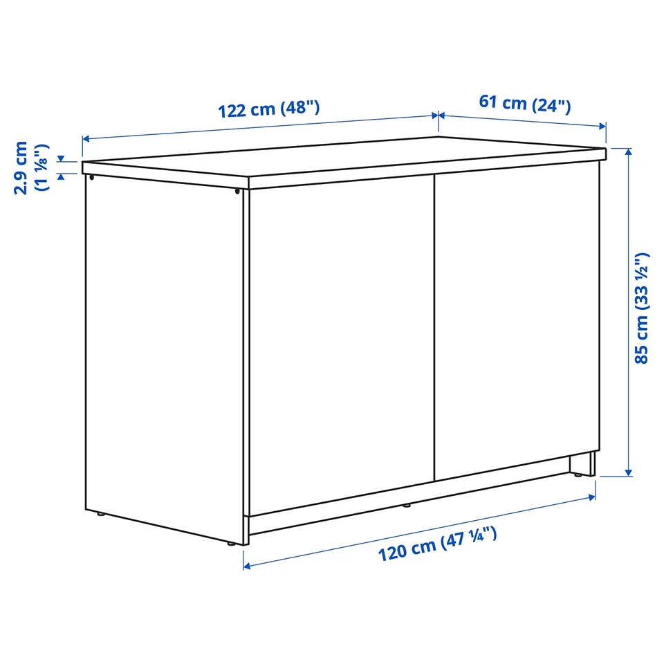 KNOXHULT Base cabinet with doors, wood effect/grey, 120x85 cm