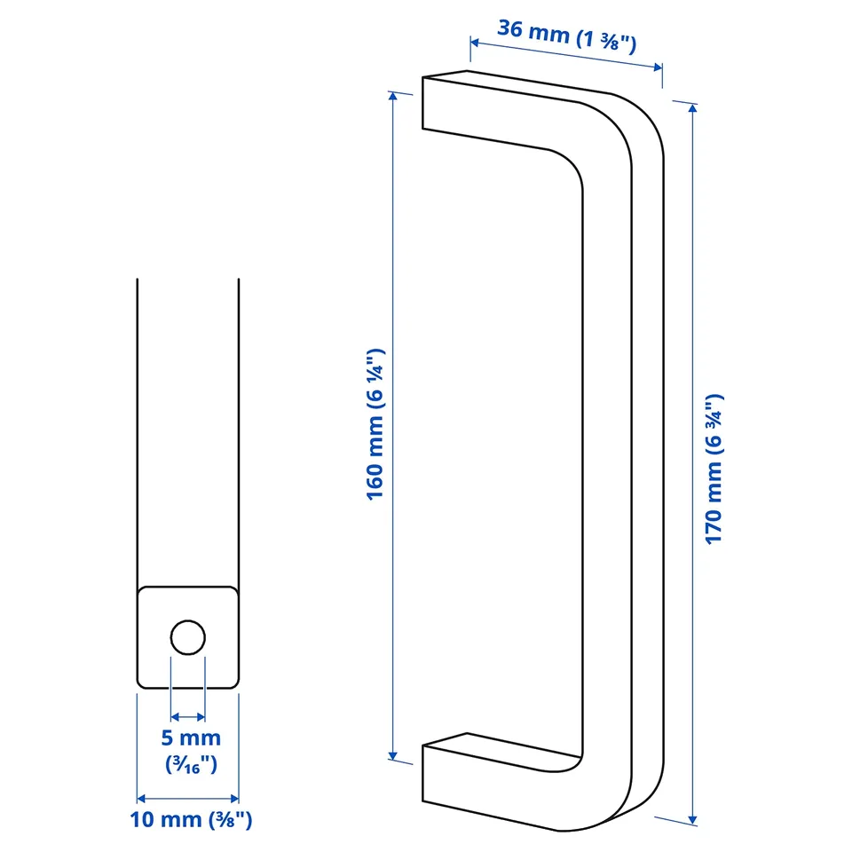 Illustration with measurements for the product: BORGHAMN.