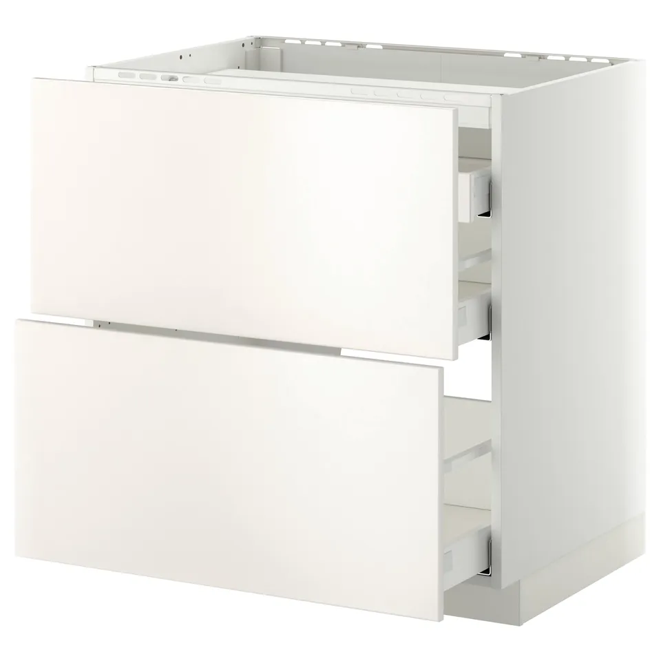 METOD kitchen cabinet in white with soft-close drawers, fiberboard, minimalist design.