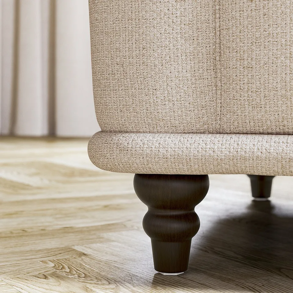 VISKAFORS sofa, off-white, classic design, wooden legs.